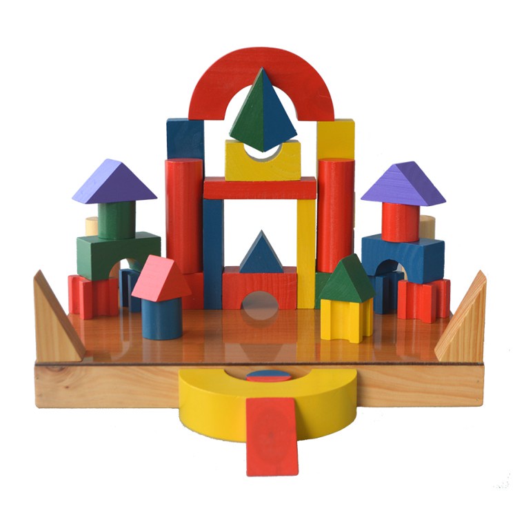 Đồ chơi xếp hình xây dựng gỗ 51 chi tiết, đồ chơi lắp ghép các mô hình sáng tạo thông minh cho Bé
