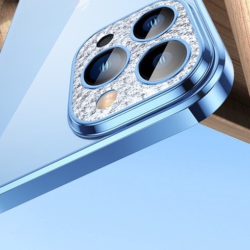 Ốp lưng SULADA lưng nhám viền màu cụm camera đính đá bảo vệ cho iPhone 14 Pro Max/ 14/  11/ 12Promax/13/13Pro/13ProMax