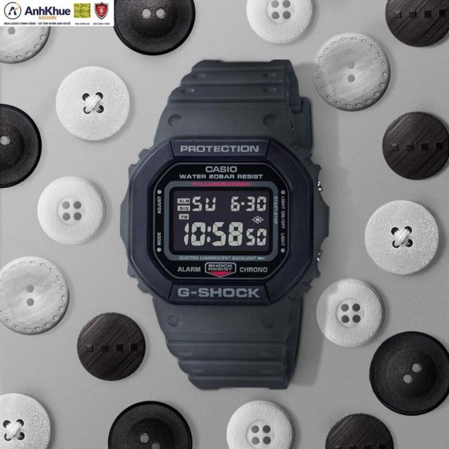 [ĐẸP. ĐỘC. GIÁ RẺ] Đồng hồ nam Casio G-SHOCK DW-5600E-1VDF  Dây cao su mặt kính chống nước hiện thị ANALOG chính hãng