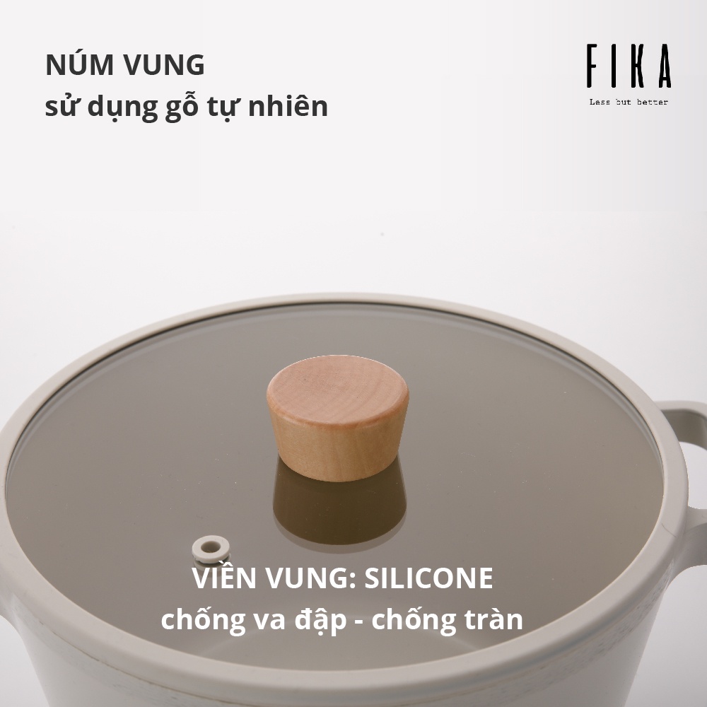 [Mã BMBAU300 giảm 10% đơn 499K] Nồi đúc tráng gốm thân cao Fika Neoflam size 22cm, xoong sâu lòng EKFGD22