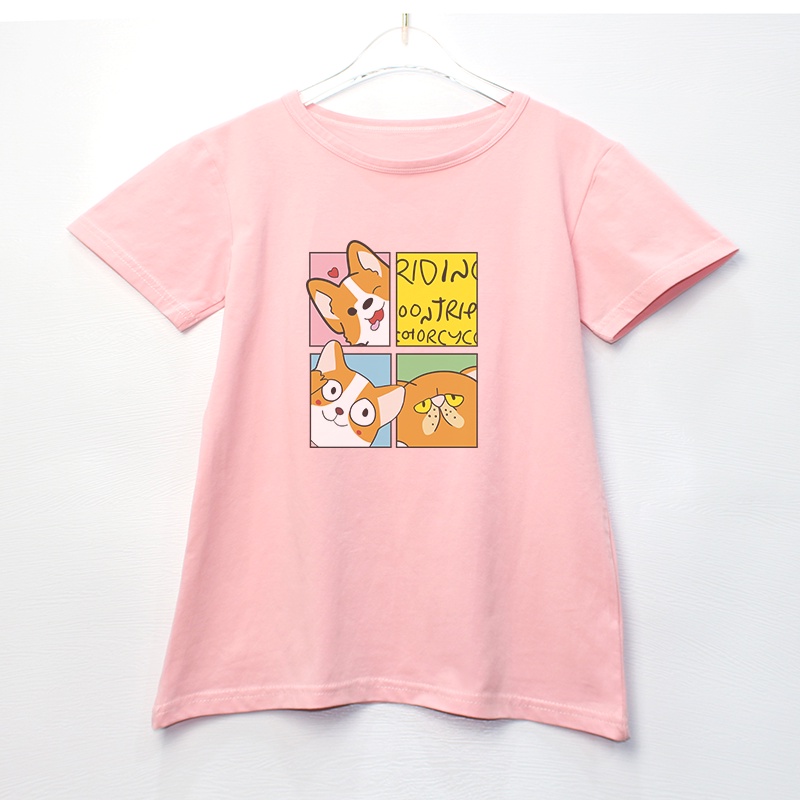 Áo thun cotton họa tiết hoạt hình xinh xắn cho bé gái