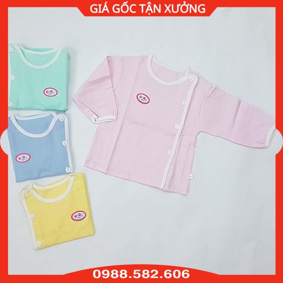 Áo Dài Tay Cotton Baby Born Màu Cho Bé Sơ Sinh (Cúc Cài Lệch)