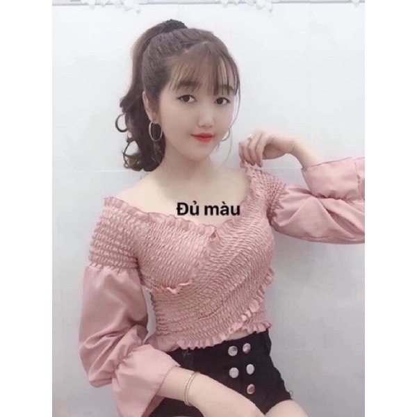 Áo nhún đắp chéo tay dài | BigBuy360 - bigbuy360.vn