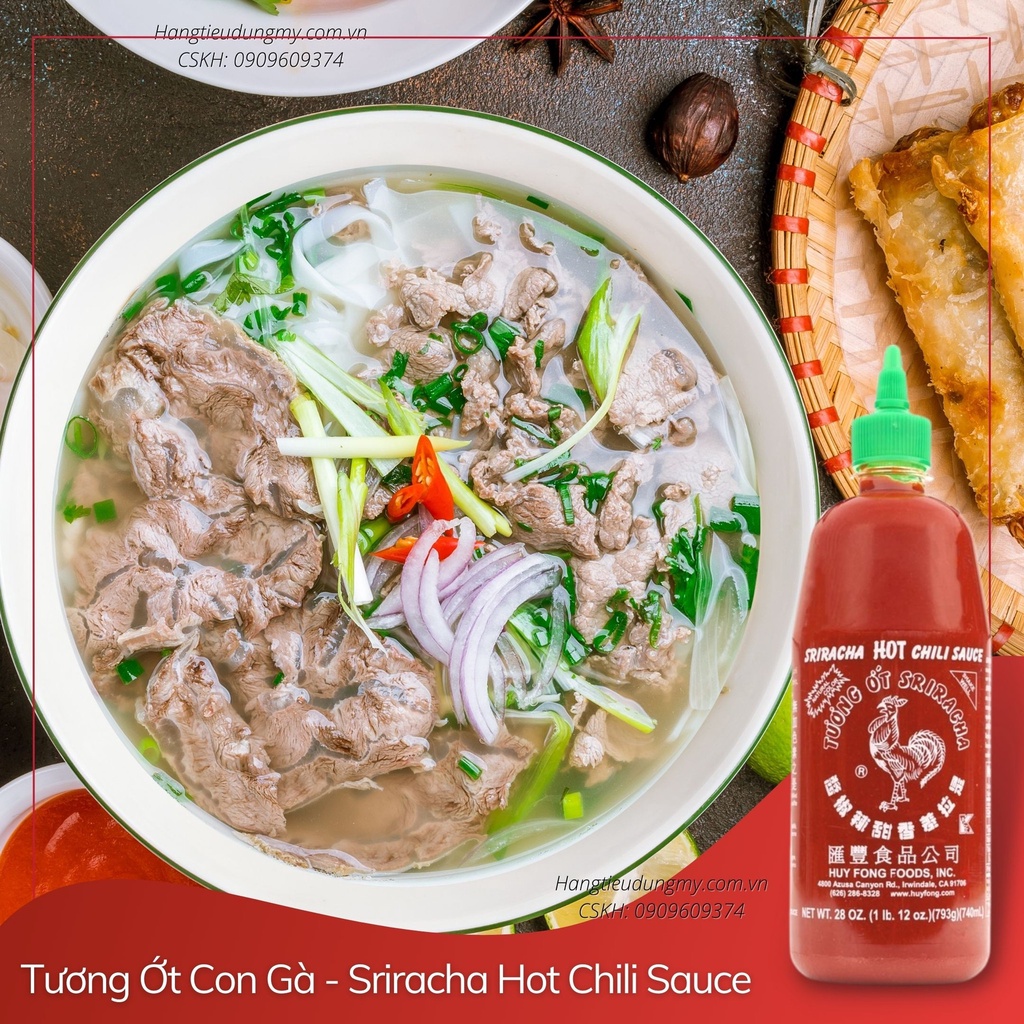 HÀNG MỸ-Tương ớt con gà Sriracha xay nhuyễn - 0 CALO