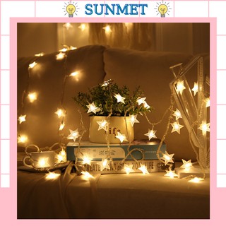 Dây Đèn Led Ngôi Sao Màu Vàng Nắng 1M 3M Không Chớp Nháy Dùng Pin AAr  - Dây Đèn Led Trang Trí noel,  Sunmet