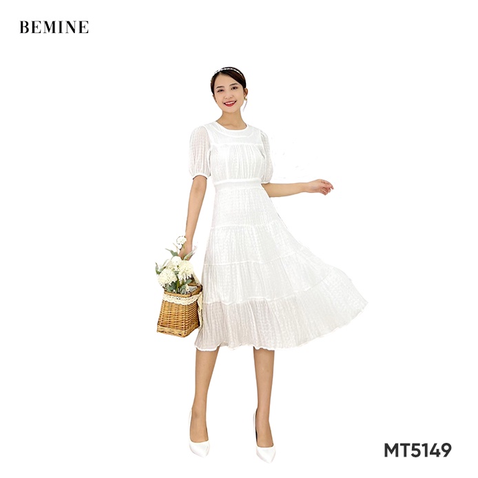 Đầm maxi đi biển nhún tay bồng BEMINE MT5149TRANG