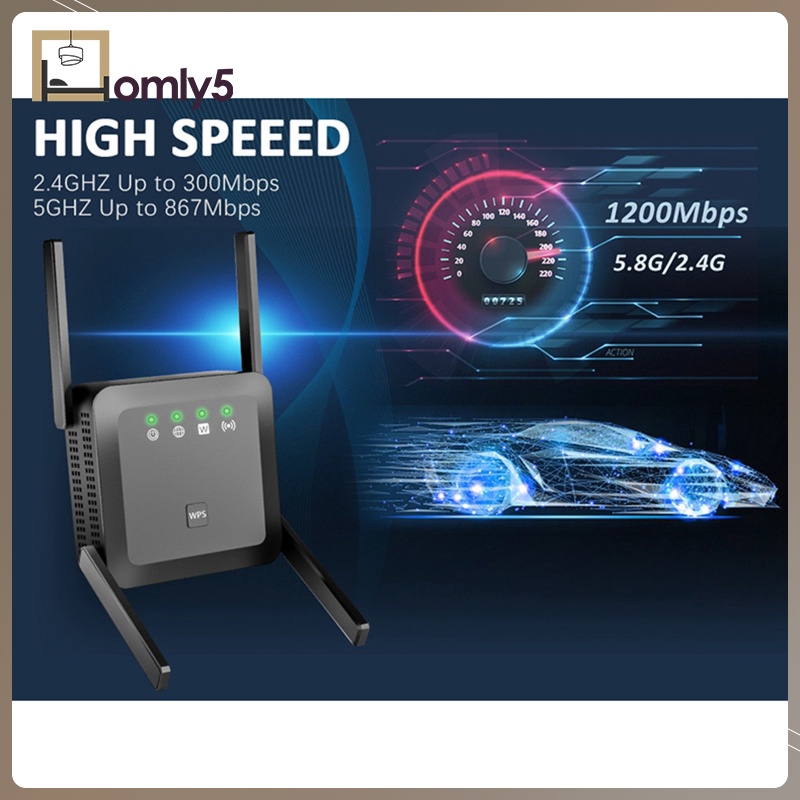 Thiết Bị Khuếch Đại Tín Hiệu Wifi 1200mbps 2.4 + 5ghz Màu Đen | BigBuy360 - bigbuy360.vn