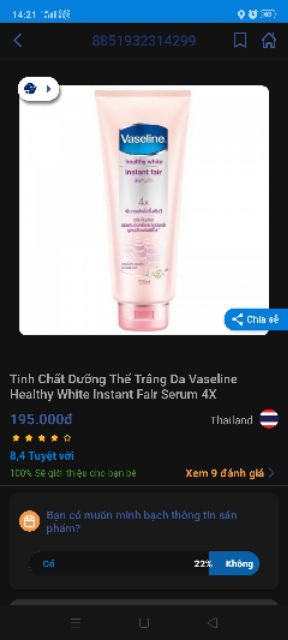 Dưỡng Thể Vaseline 50x THÁI LAN 320ML