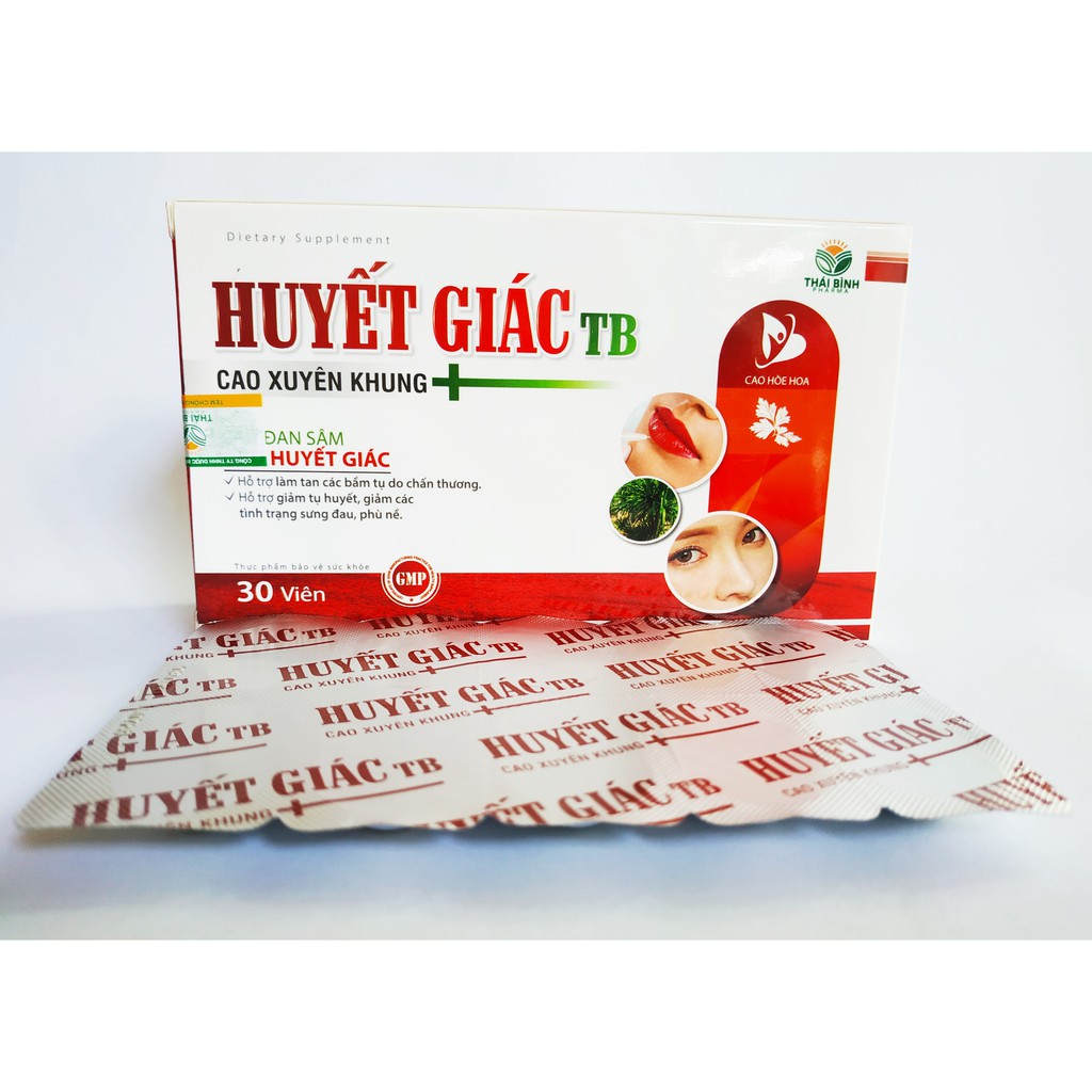 HUYẾT GIÁC TB (LONG HUYẾT) – TAN VẾT BẦM TÍM – MAU LÀNH VẾT THƯƠNG – TAN HUYẾT, HỘP 30 VIÊN