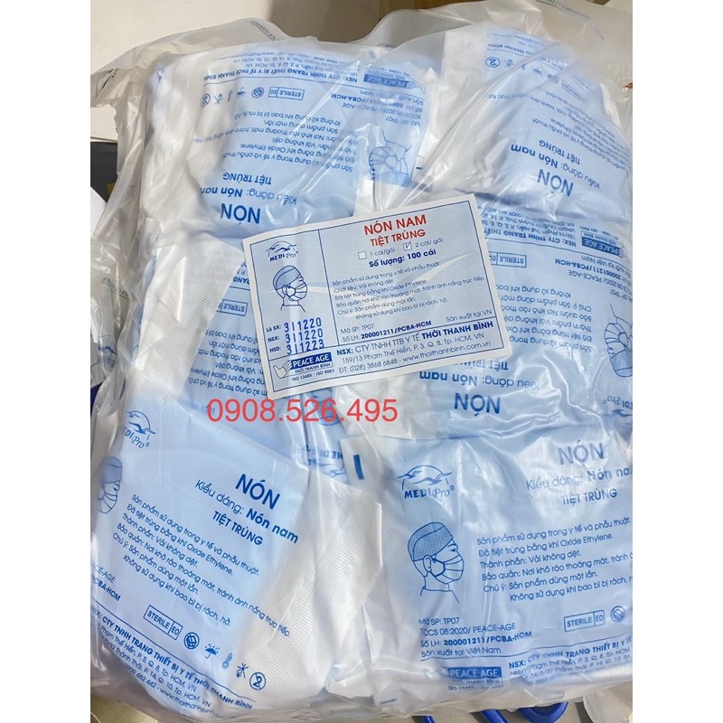 Nón phẫu thuật nam đã tiệt trùng (Gói 100 cái)