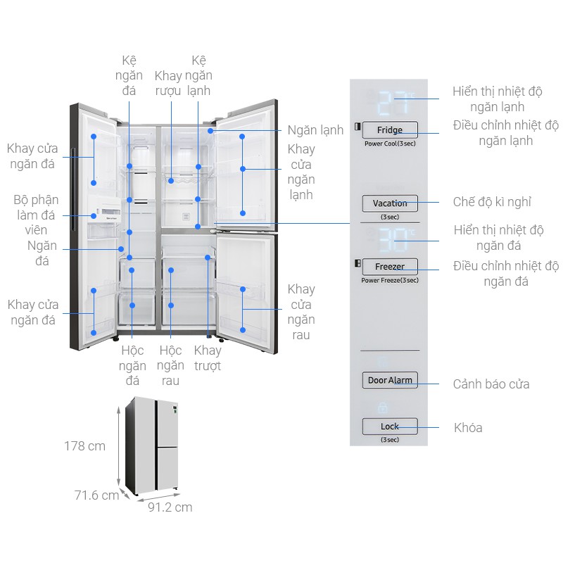 Tủ lạnh Samsung Inverter 634 lít RS63R5571SL/SV - hàng chính hãng , bảo hành 24 tháng, giao hàng miễn phí HCM