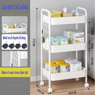 Kệ Đa Năng 3 Tầng Để Đồ Nâng Cấp Bằng Sắt, MB Home ( Nhập Khẩu) , Kệ xe đẩy Sa Tay Cầm Kiểu Mới (NC25)