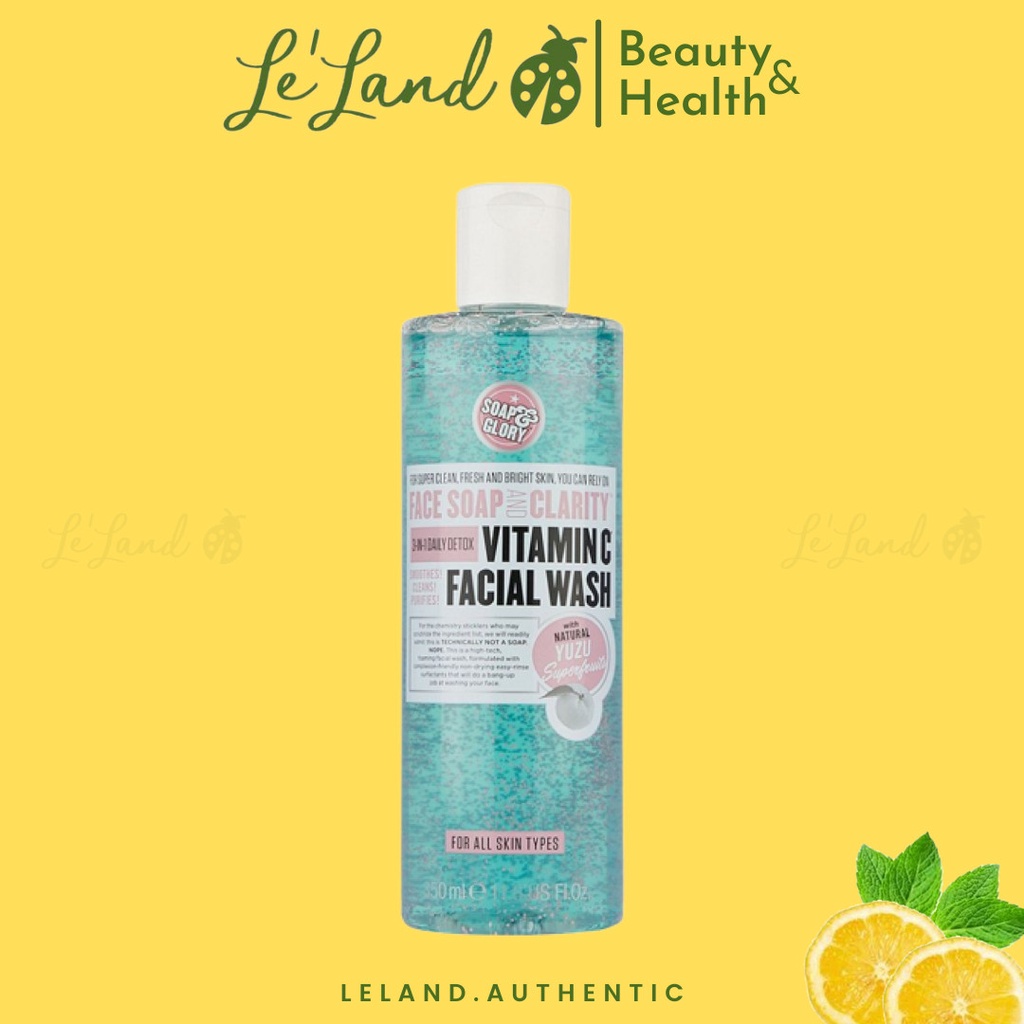 Bill US - Sữa rửa mặt sáng da Soap and Glory Soap &amp; Glory Face Soap &amp; Clarity 3 in 1 Daily Vitamin C Facial Wash 350ml