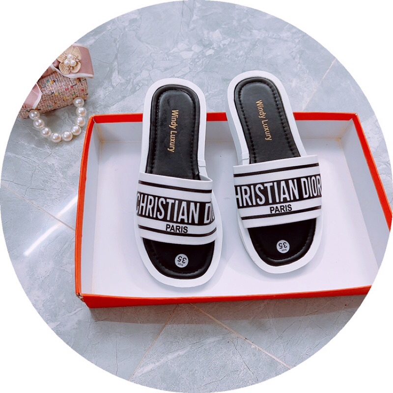 Dép bánh mì quai ngang chữ ChDio mới ảnh thật