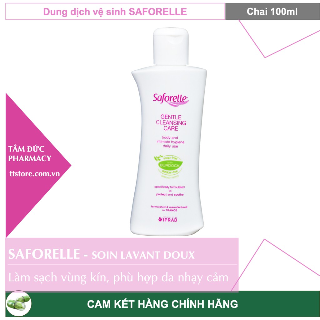 Dung Dịch Vệ Sinh Phụ Nữ SAFORELLE [Chai 100ml/250ml] - Soin Lavant Doux - Dành cho da nhạy cảm