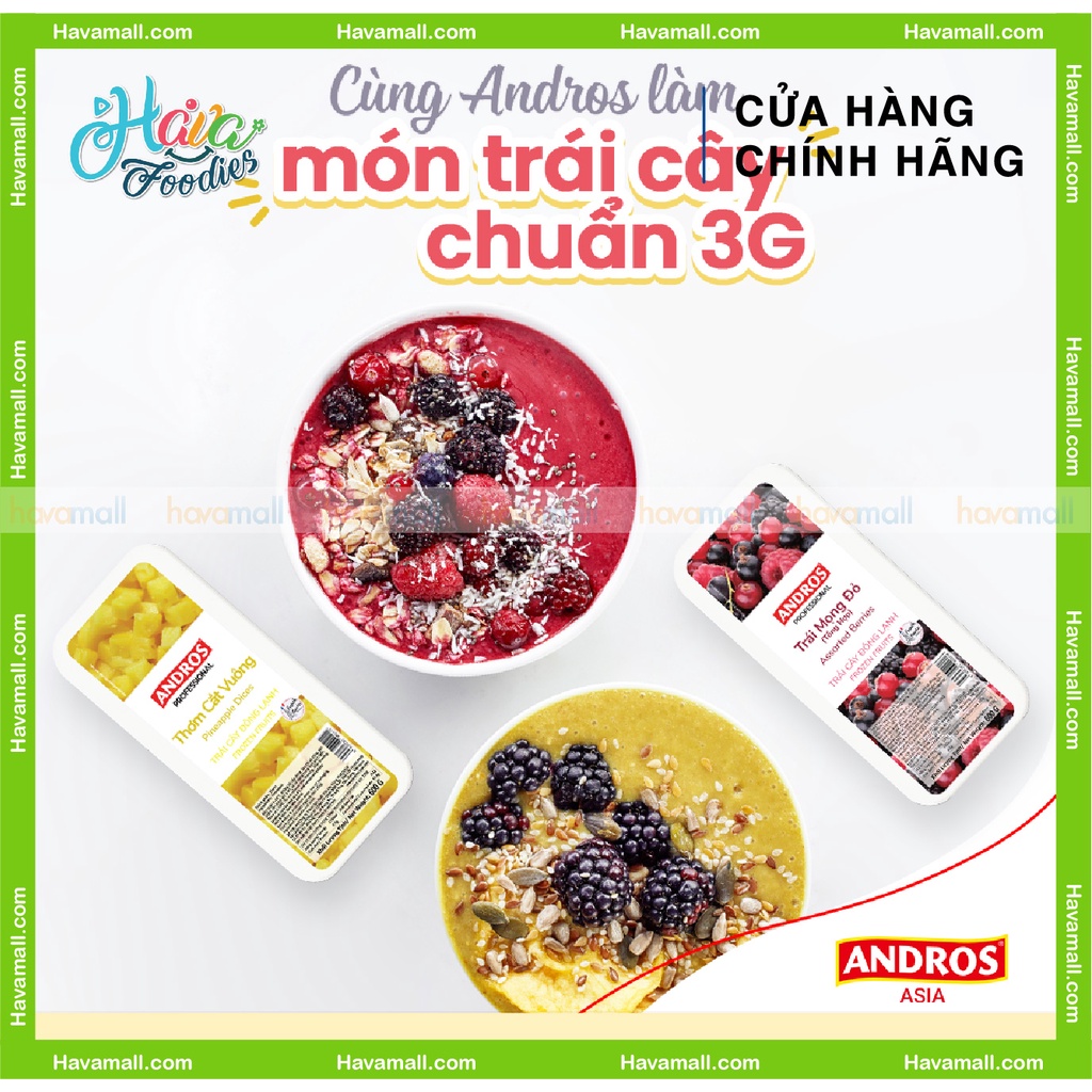Trái Mọng Đỏ Tổng Hợp Đông Lạnh ANDROS 600gr - Tặng Kem Phô Mai Hủ 28gr