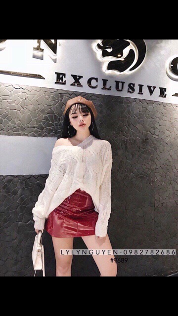 Chân váy da bóng dáng Classic hàng QC | BigBuy360 - bigbuy360.vn