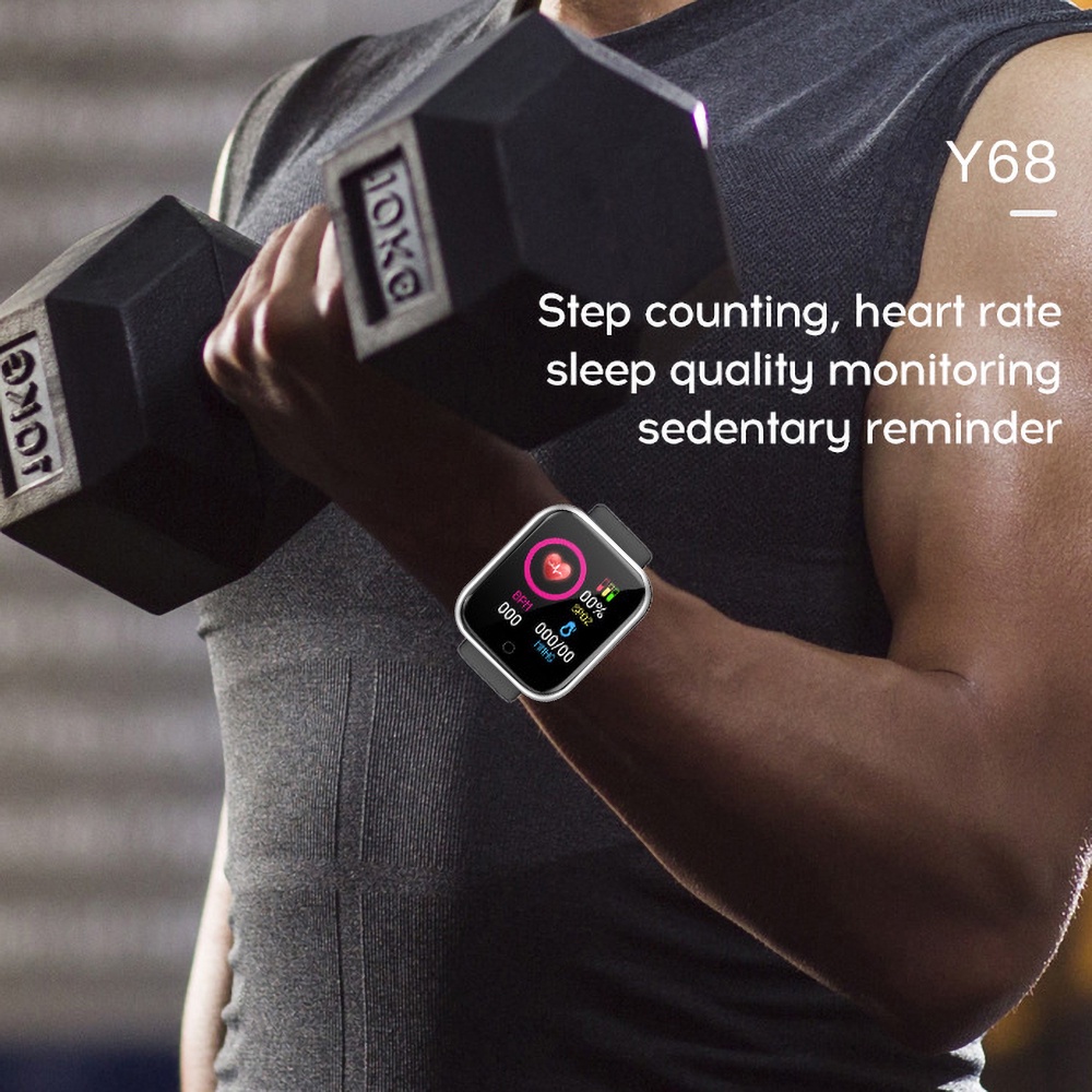 Bộ Đồng Hồ Thông Minh Y68 Bluetooth Chống Nước Giám Sát Huyết Áp & Nhịp Tim Cho IOS / Android