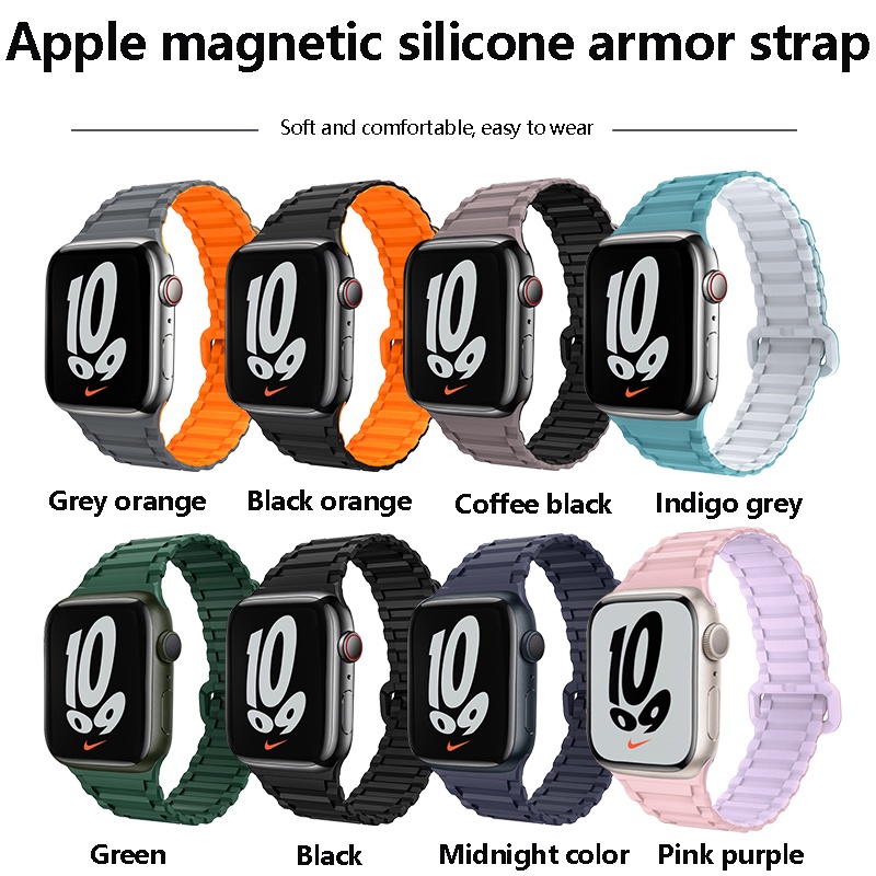 Dây Đeo Silicone Khóa Nam Châm Cho Đồng Hồ Thông Minh apple Watch 49mm 45mm 41mm 44mm 40mm 38mm 42mm iWatch Series 8 ultra 7 6 SE 5 4 3 2