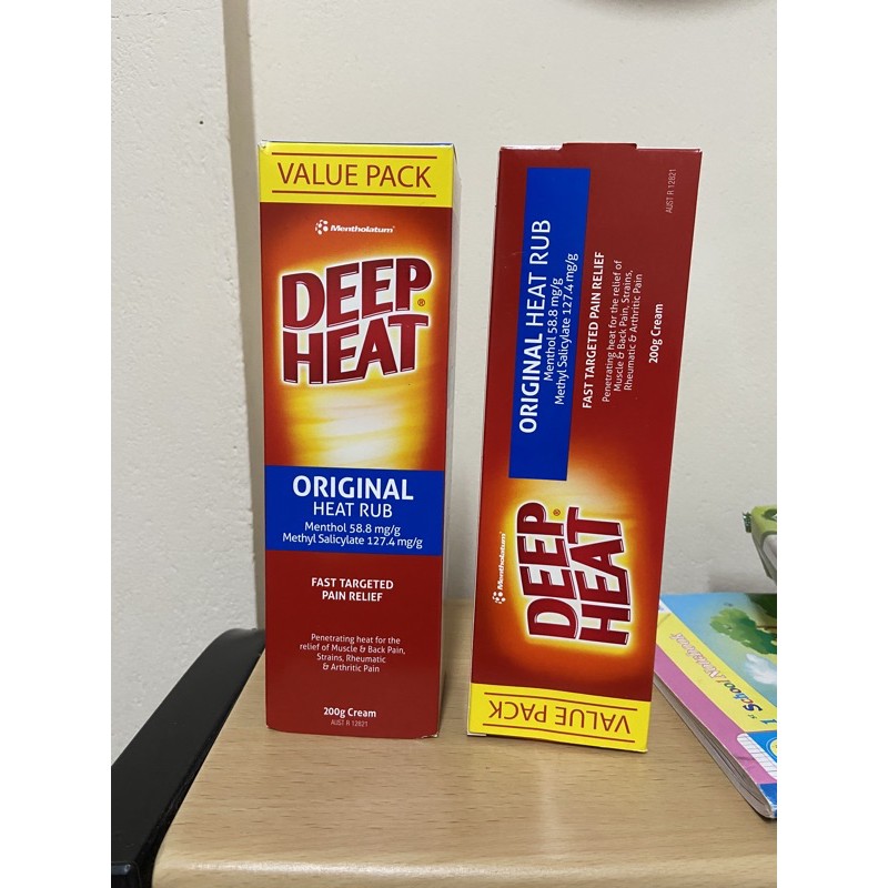 Dầu xoa bóp Deep Heat Original heat Rub Regular Relief Úc 200 gam value pack