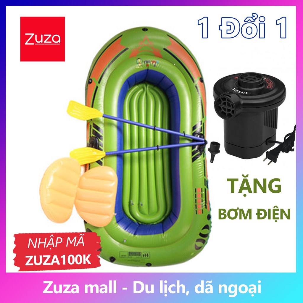 [ MUA 1 - TẶNG 4] Thuyền bơm hơi, thuyền cao su bơm hơi Challenger 118 x 114 cm TH1 màu xanh