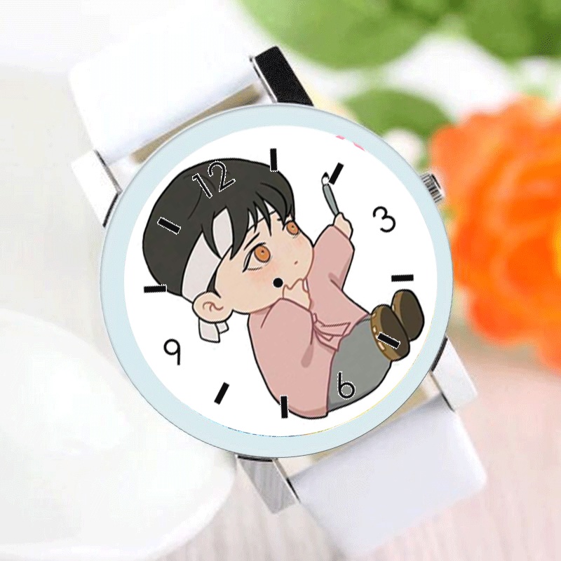 Đồng hồ đeo tay nam nữ in hình Anya ver đen trắng Spy x Family Gia đình điệp viên anime chibi xinh xắn