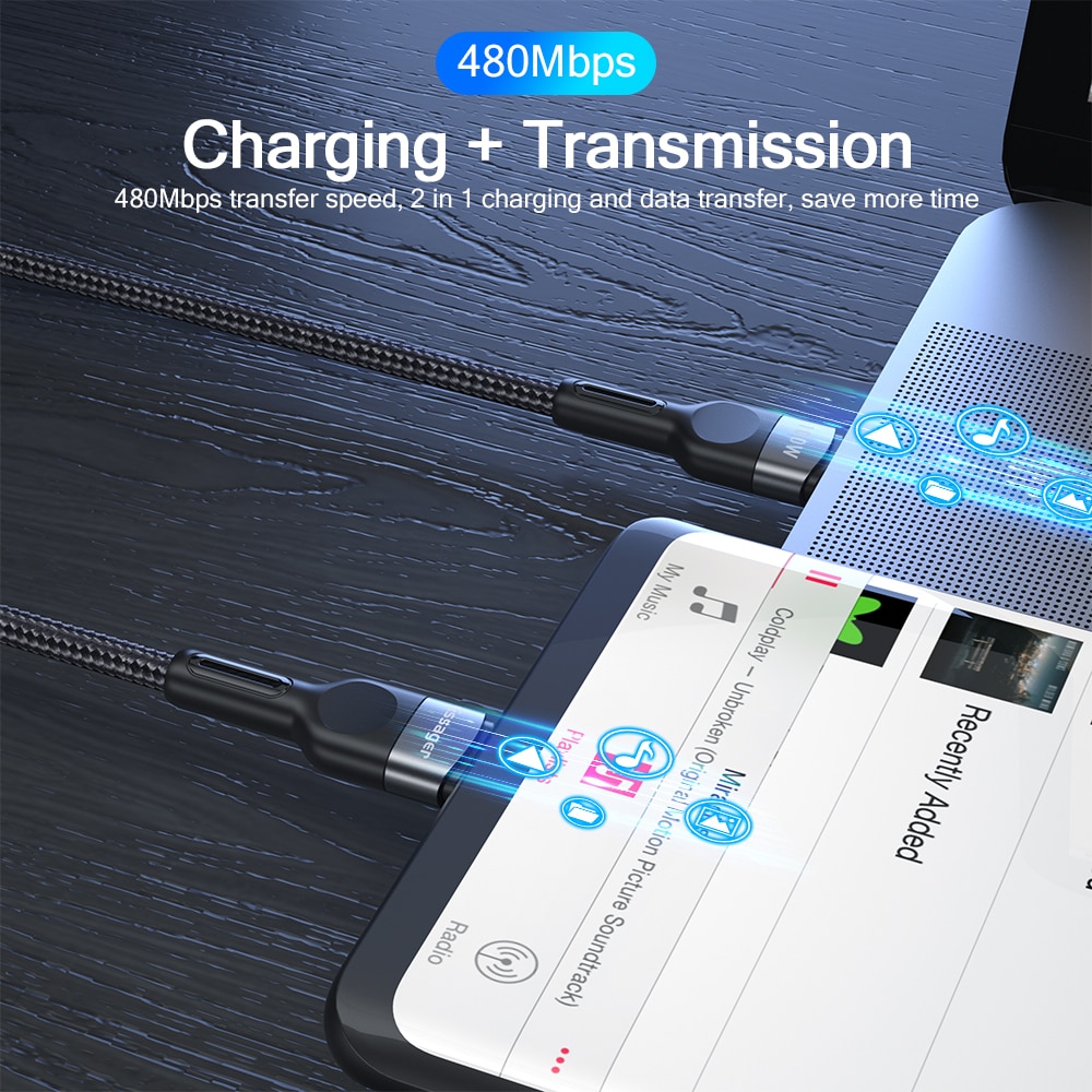 Dây cáp sạc Essager PD 100W chuyển từ USB C sang Type C 0.5m cho Macbook iPad Pro Xiaomi Samsung S20