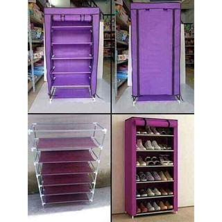 Tủ giày 7 tầng 6 ngăn đa năng hồng xanh