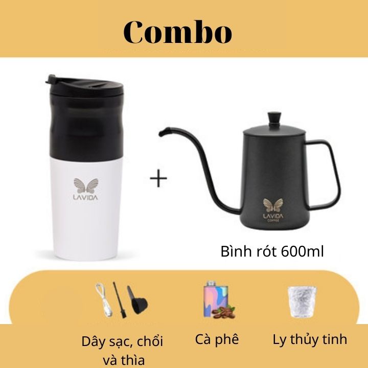 Bình xay và pha cafe thủ công di động, dã ngoại kèm phụ kiện