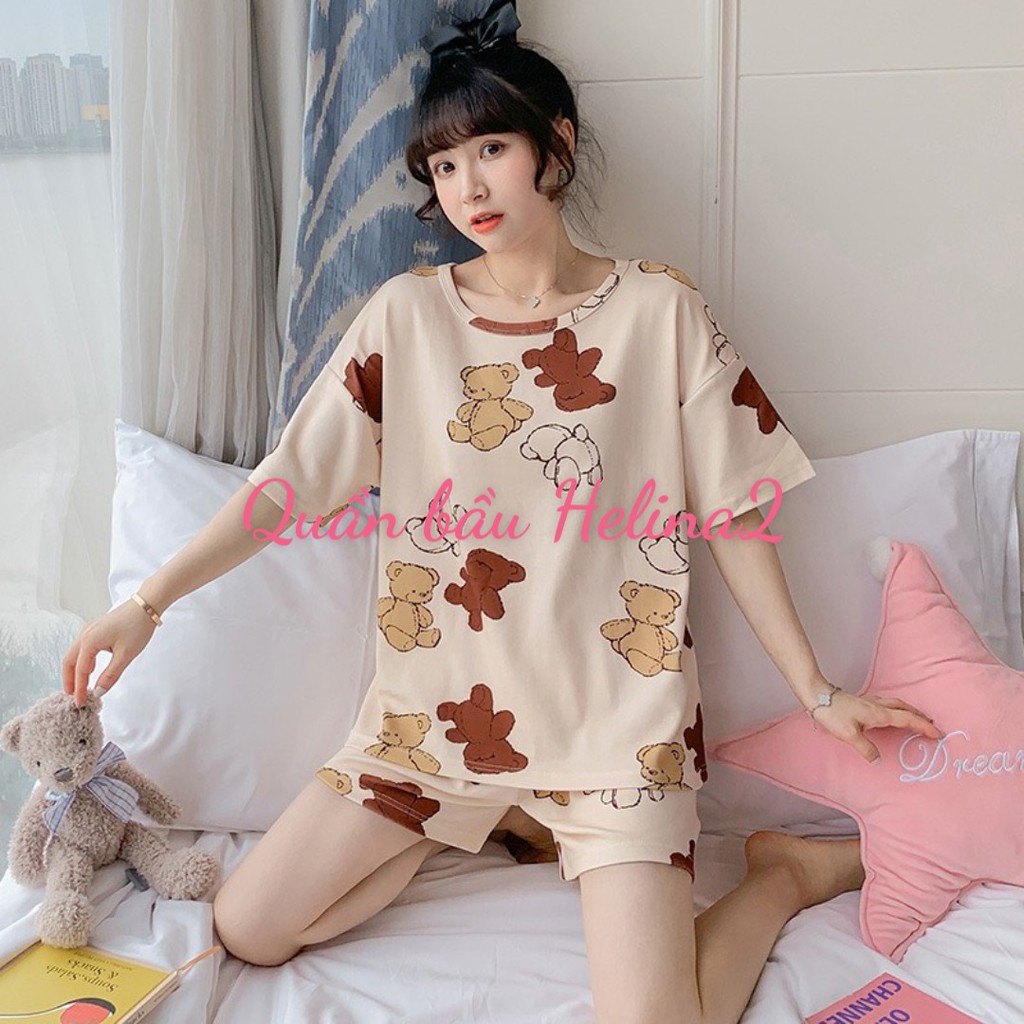 Bộ đồ bầu quần đùi áo cộc chất thun sữa thoáng mát mùa xuân hè BĐC835