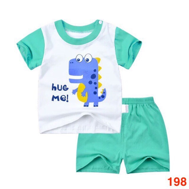 Bộ cộc tay bé trai cotton mẫu khủng long - ms 198