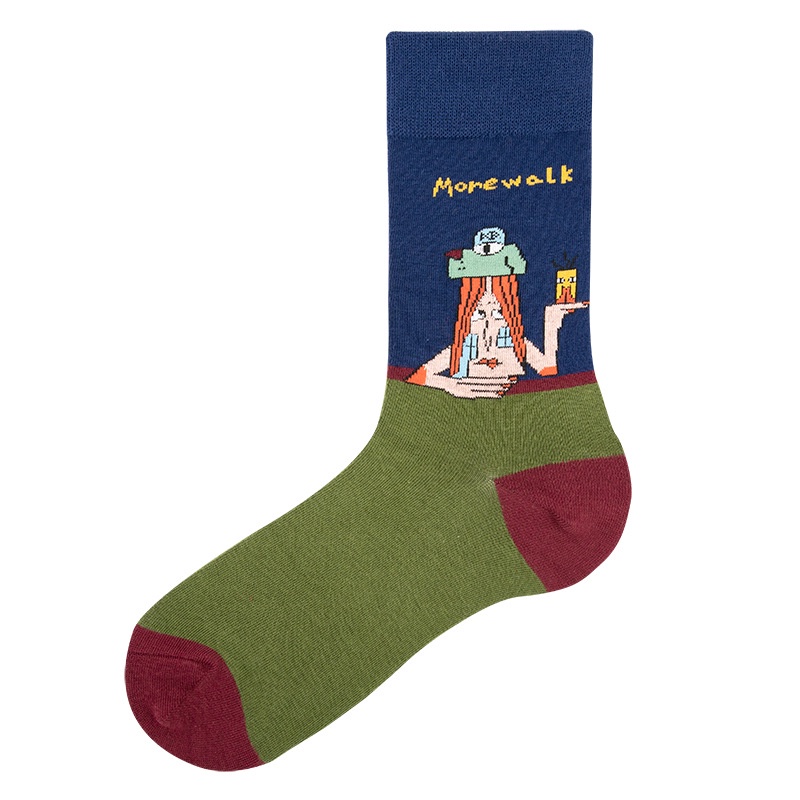 Vớ cotton tinh khiết WAFNHA D189 họa tiết hoạt hình cho unisex