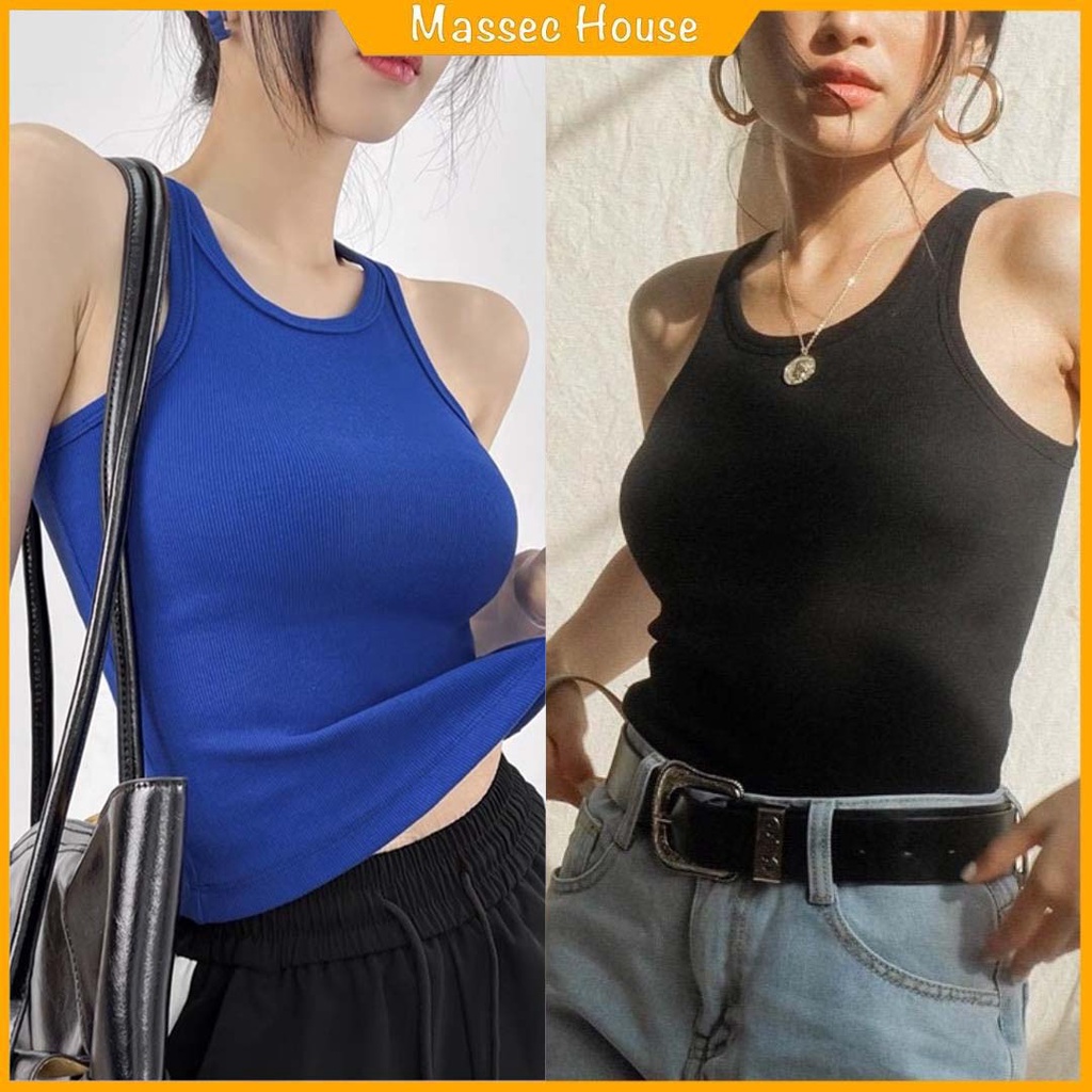 Áo Ba Lỗ Nữ Dáng Dài MASSEC Chất Thun Gân Co Giãn, Vải dày Loại 1 - A18