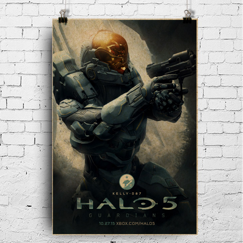 1 Miếng Dán Tường Trang Trí Hình Game Halo 5: Guardians Master Chief Phong Cách Cổ Điển