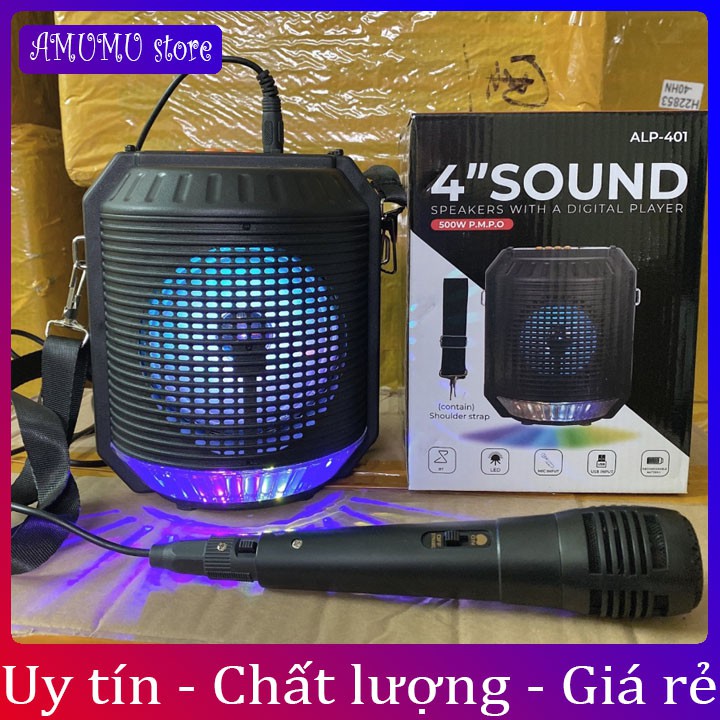 Loa Bluetooth Karaoke ALP 401 Tặng Kèm Mic Hát Có Dây đeo_Bảo Hành Lỗi 1 Đôi 1