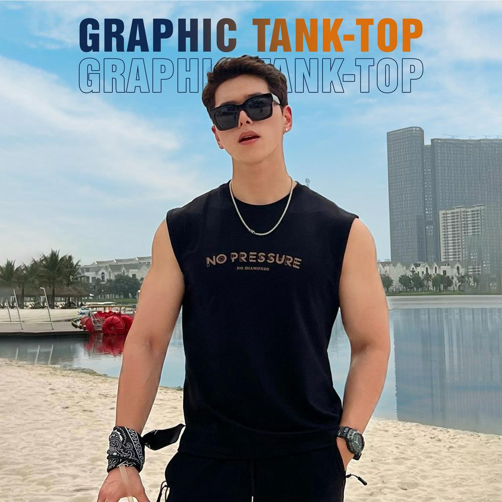 Áo Tank Top TORANO Chất Liệu Mềm Mại, Thoáng Mát, Co Giãn Tốt, Kiểu Dáng Thể Thao,  hoạ tiết No Pressure ESTA001