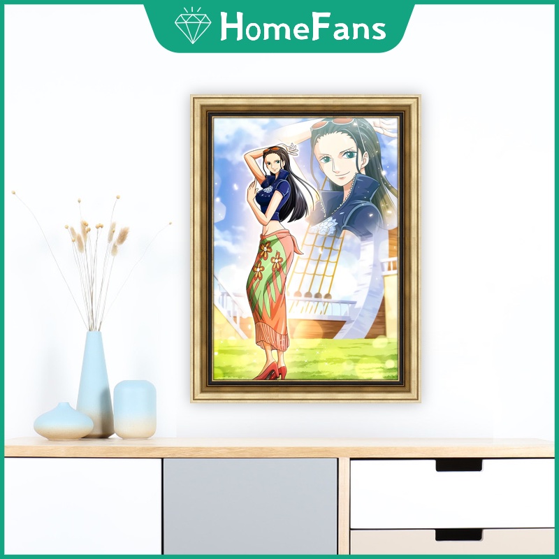 Tranh Đính Đá 5D Tự Làm Hình Nhân Vật Nami One Piece Kích Thước 30x40cm / 50x70cm
