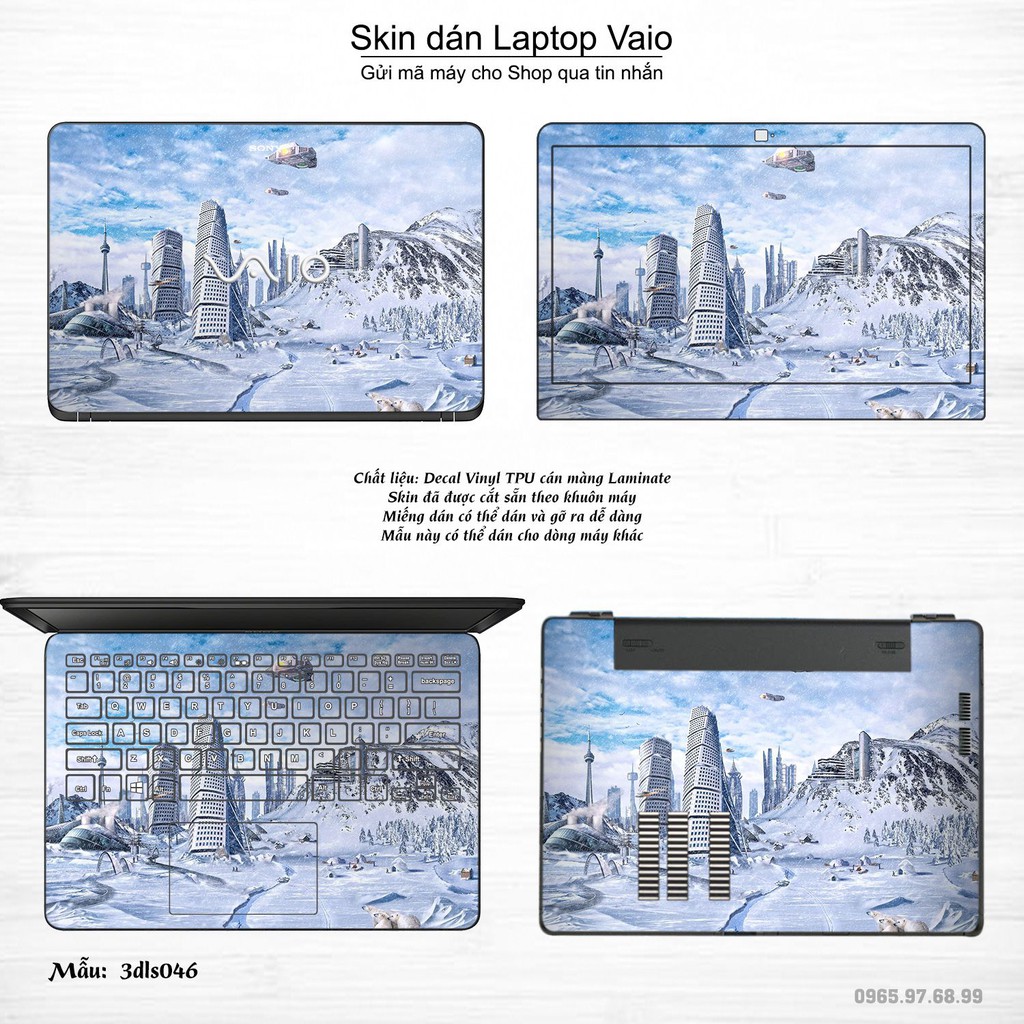 Skin dán Laptop Sony Vaio in hình 3D họa tiết (inbox mã máy cho Shop)