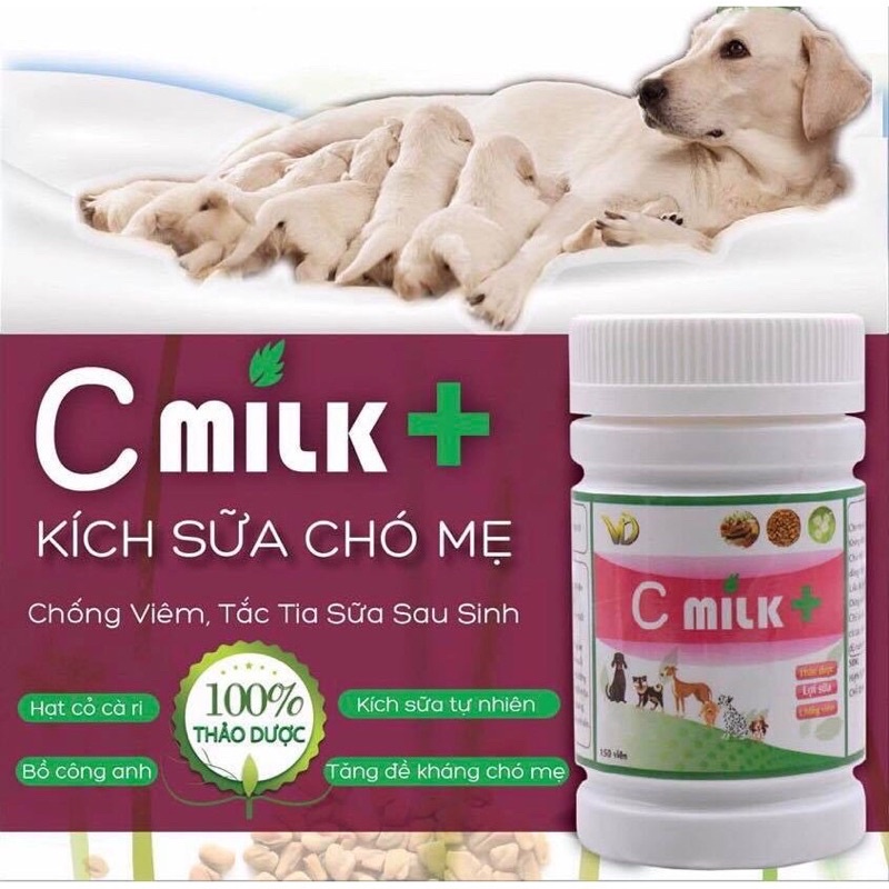 Kích Sữa - Tăng Tiết Sữa - Giảm Viêm Tuyến Sữa Chó Mèo - C Milk ( hộp/150 viên)