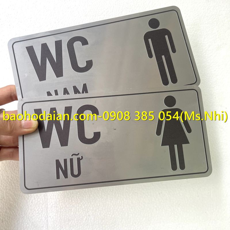 Biển chỉ dẫn nhà vệ sinh nam nữ chất liệu inox sang trọng, KT10x20cm