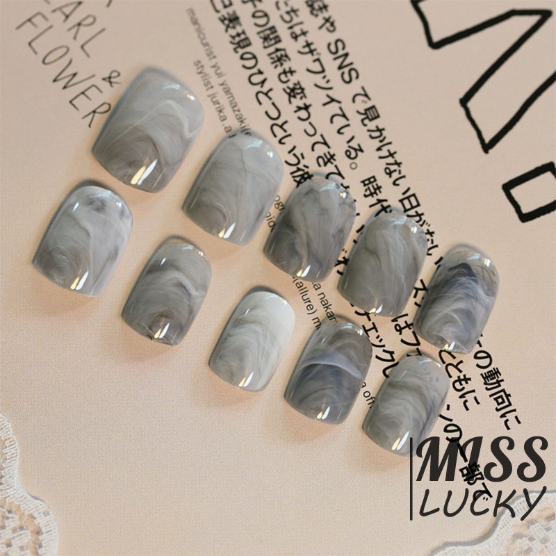 Set 24 móng tay giả đính cẩm thạch làm đẹp cho nữ