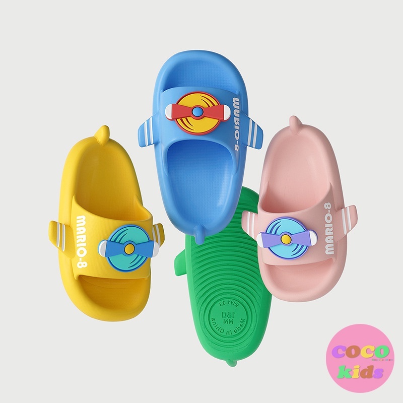 Dép trẻ em hình máy bay Cheerful Mario, dép lê cho bé trai bé gái siêu nhẹ chống trơn trượt B-1