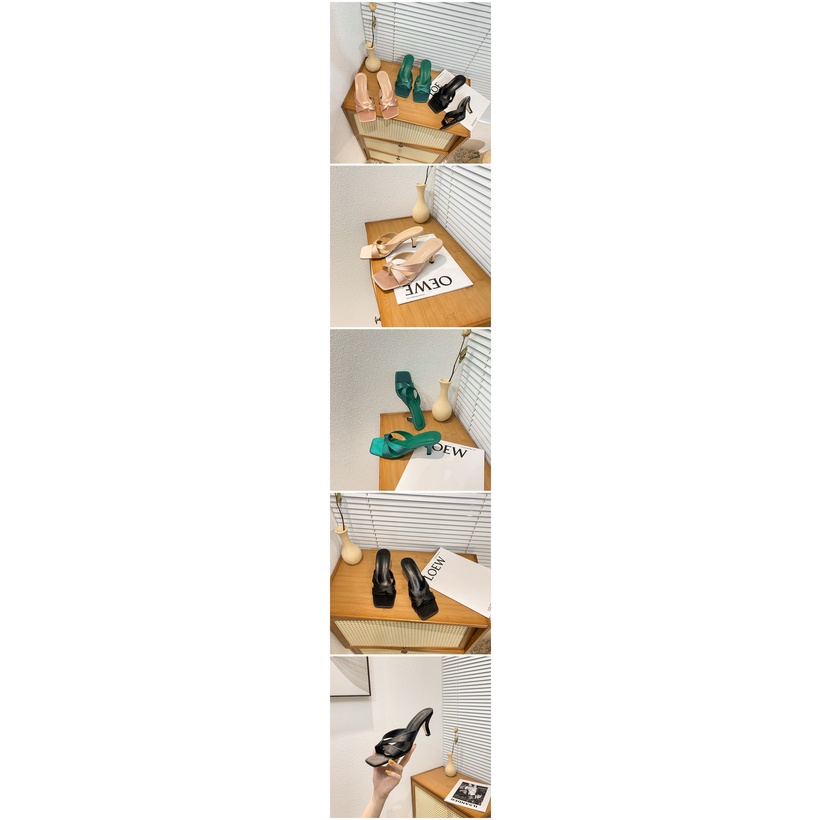 Giày Cao Gót Da Satin Mũi Vuông Thời Trang Dành Cho Nữ 2.56 Inches