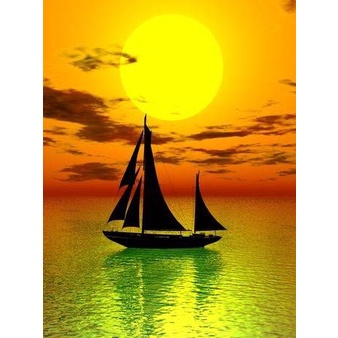 Bộ tranh đính đá 5D họa tiết bãi biển/ hoàng hôn độc đáo DIY dùng trang trí