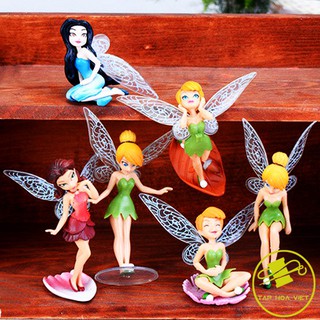 Bộ 6 mô hình cô tiên Tinker Bell, bộ cánh tiên - Trang trí bánh kem ...