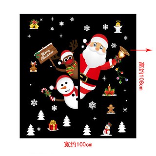 Decal trang trí noel ông già noel và các bạn chào giáng sinh