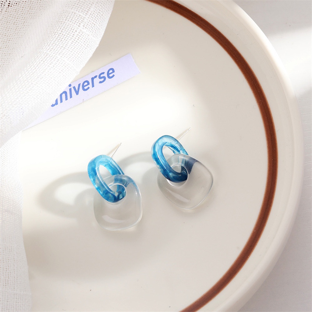 Bông Tai Hình Tròn Màu Xanh Dương Thời Trang Xinh Xắn Cho Nữ