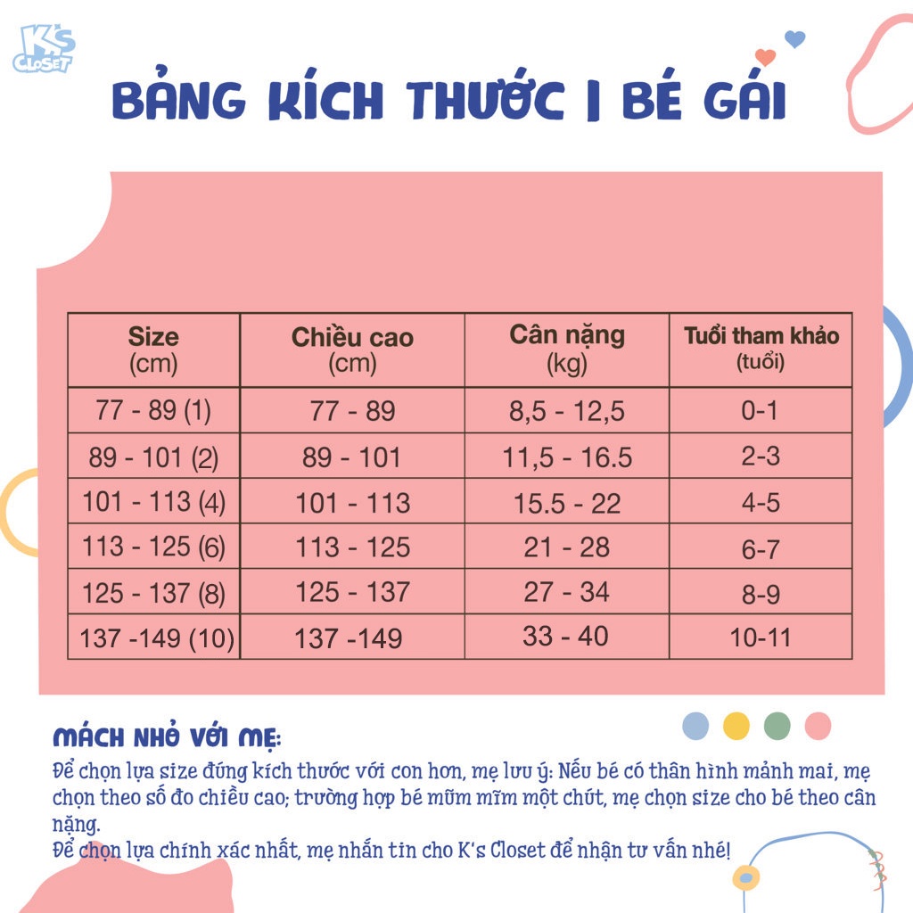 Bộ Đồ Bơi Cho Bé Gái K'S CLOSET  KT174THS / KT116TWS / KT128TWS / KT160TWS / KT78TWS