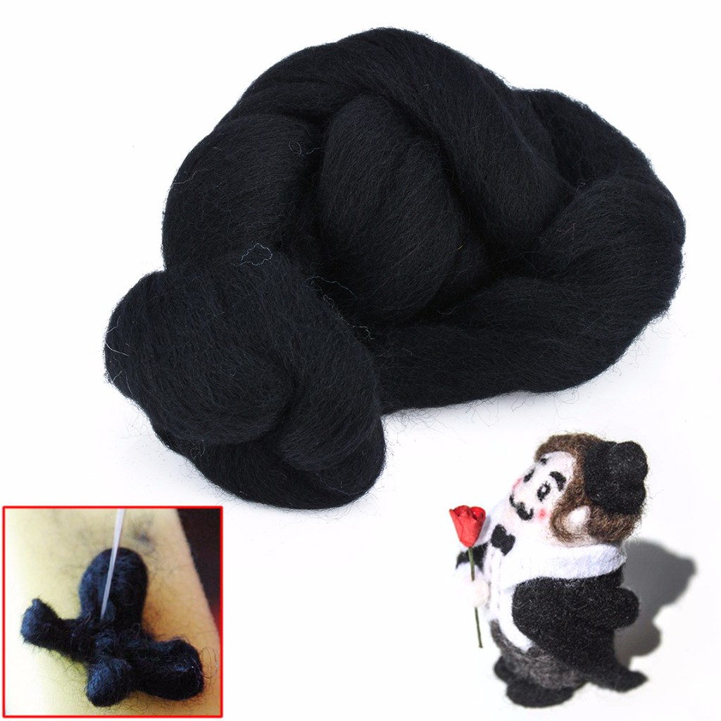 Cuộn Len Sợi Nỉ 50g Màu Đen Dùng Để Nhuộm Kim