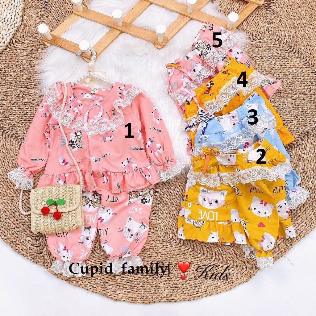 Bộ pijama phối ren ngực sang chảnh cho bé gái - BPR